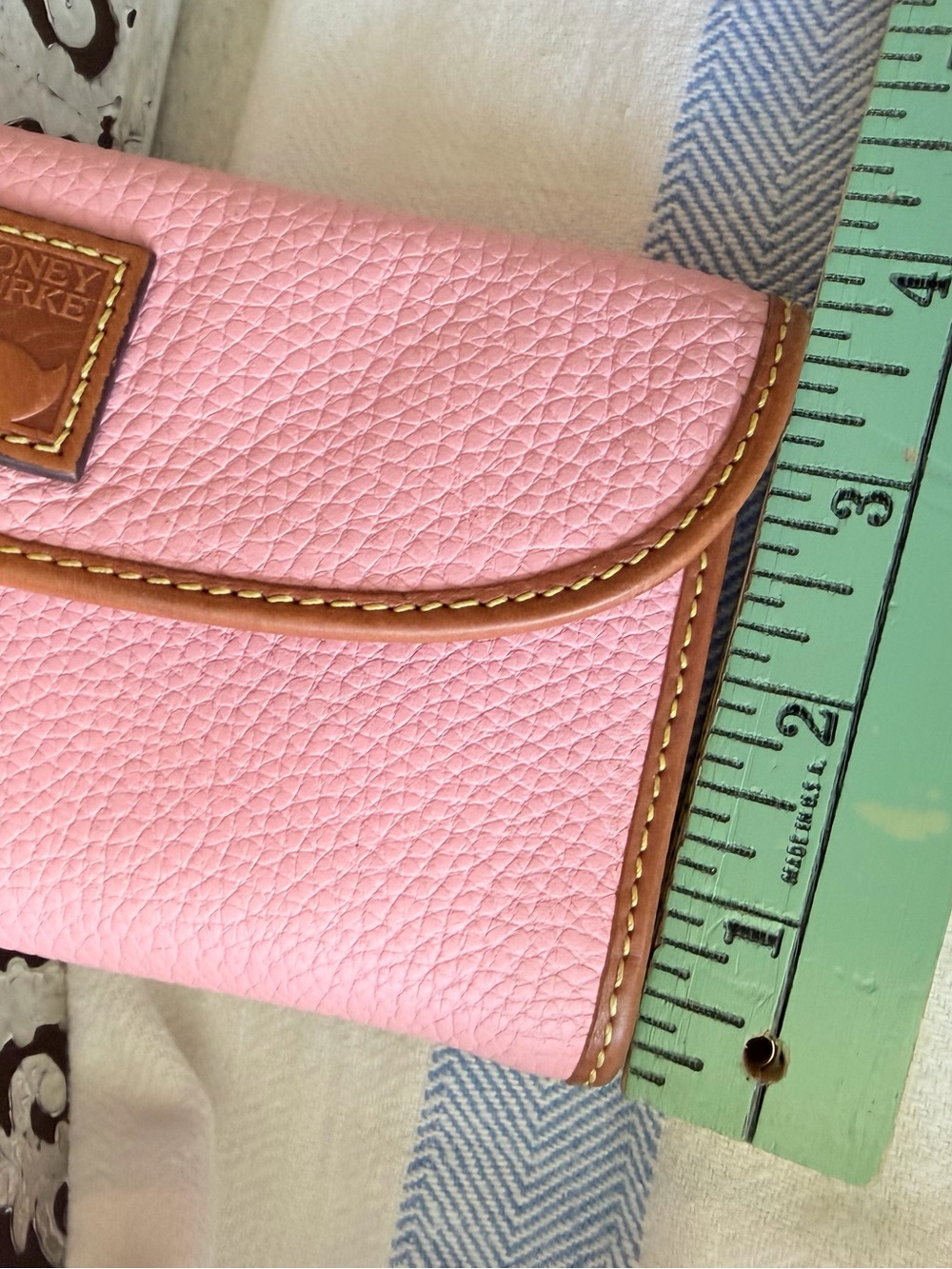 Dooney & Burke EUC Continental Clutch Wallet, Pink Pebbled Leather/British Tan - Picture 8 of 9